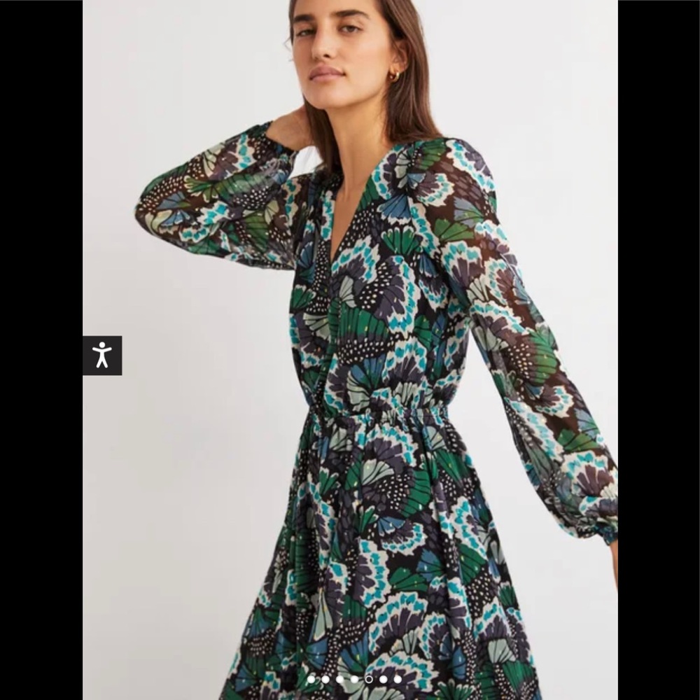 Boden Long Floral Maxi Dress in Green and Teal - Picture 2 of 9